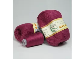Пряжа 90% пух норки, 10% полиамид, Long Mink Wool, цвет: 049 ягодный щербет, 350 м.